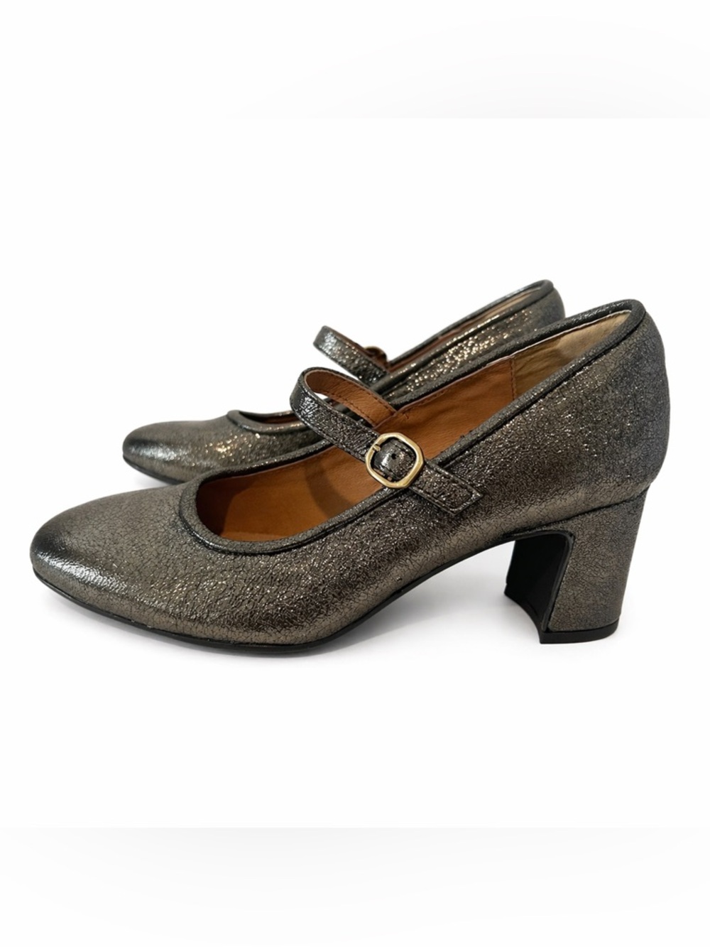 SOFT Metallic Gunmetal Mary Jane Heels with Buckle - SIZE 6.5